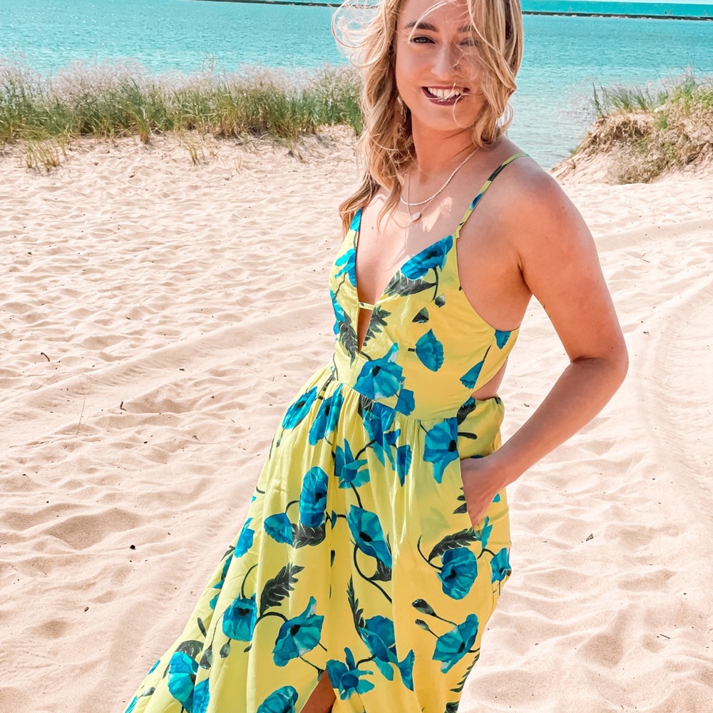 Blue and yellow. Long flowy dress Absolutely gorgeous